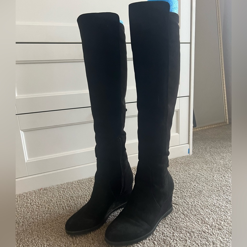 Unisa Black Over-the-Knee Boots with Wedge heel